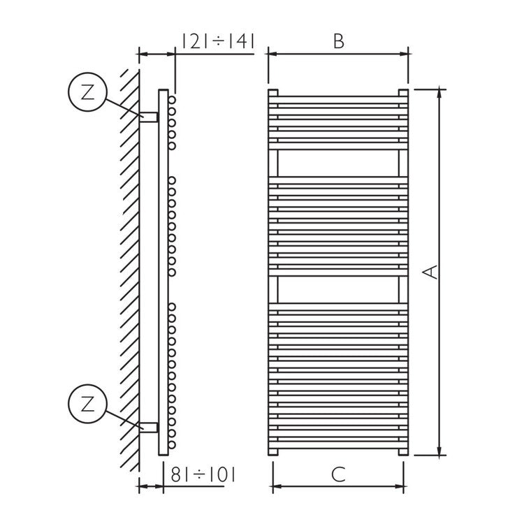 Deltacalor Badheizkörper HEGO 23, H 117 cm, Weiß HG23120060B