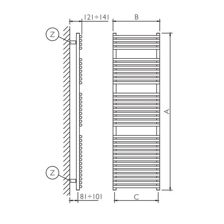 Deltacalor Badheizkörper HEGO 23, H 151 cm, Chrom HG23150060C