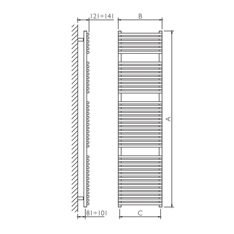 Deltacalor Badheizkörper HEGO 23, H 180 cm, Chrom HG23181060C