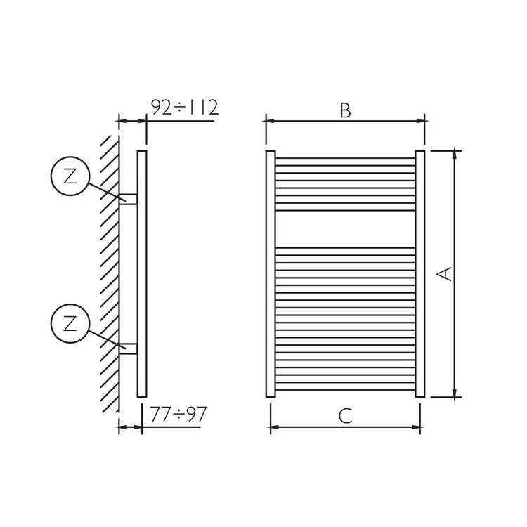 Deltacalor Badheizkörper RIGHT, H 82,3 × B 58 cm, Weiß RG082058B