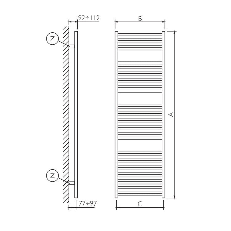 Deltacalor Badheizkörper RIGHT, H 177 × B 48 cm, Weiß RG177048B