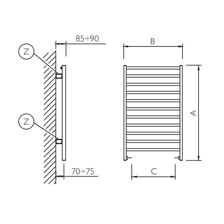 Deltacalor Badheizkörper SLIM C, H 81 × B 60 cm, Chrom SC081060C