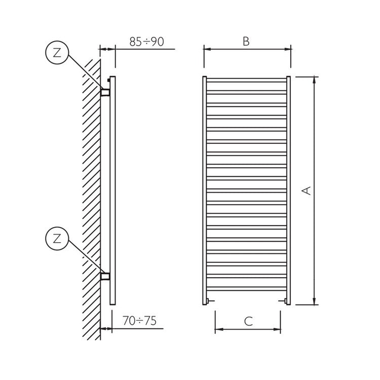 Deltacalor Badheizkörper SLIM C, H 130 × B 50 cm, Weiß SC130050B