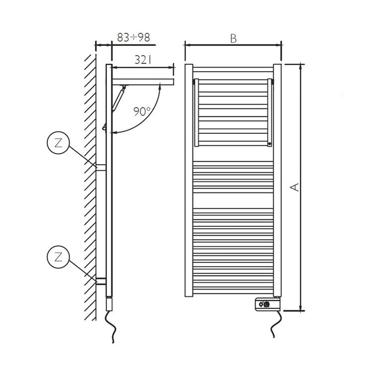Deltacalor Elektro-Badheizkörper mit Wäschetrockner-Funktion DINAMIC PLUS ELECTRIC, H 128,3 × B 50 cm, Weiß SED3121050TB