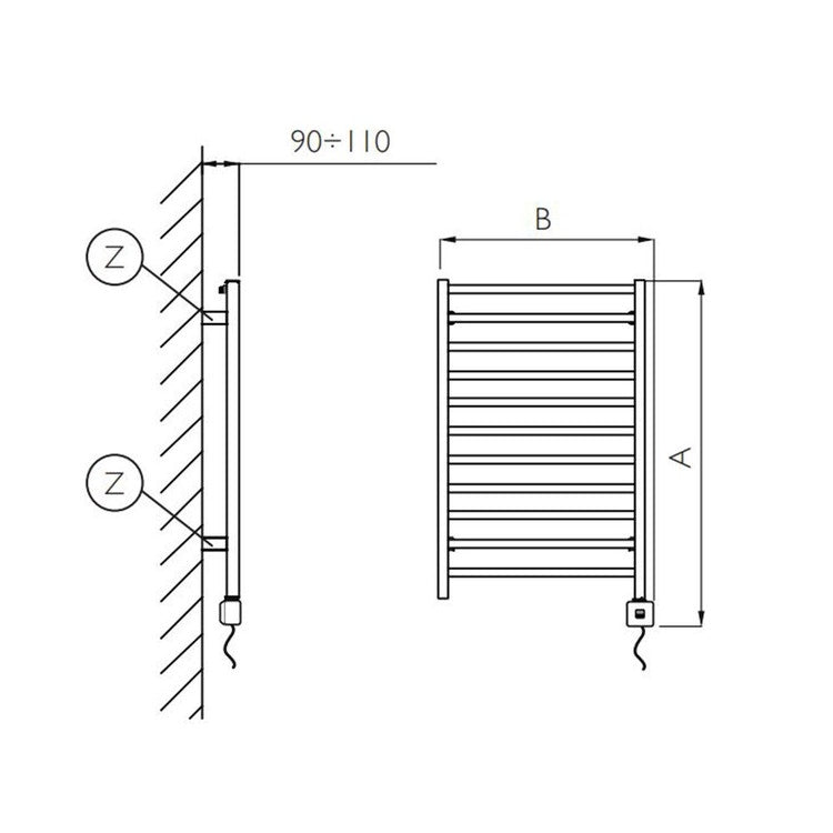 Deltacalor Elektro-Badheizkörper SLIM-Q ELECTRIC PLUS, H 86,8 × B 52,8 cm, Weiß SQD4081050NB