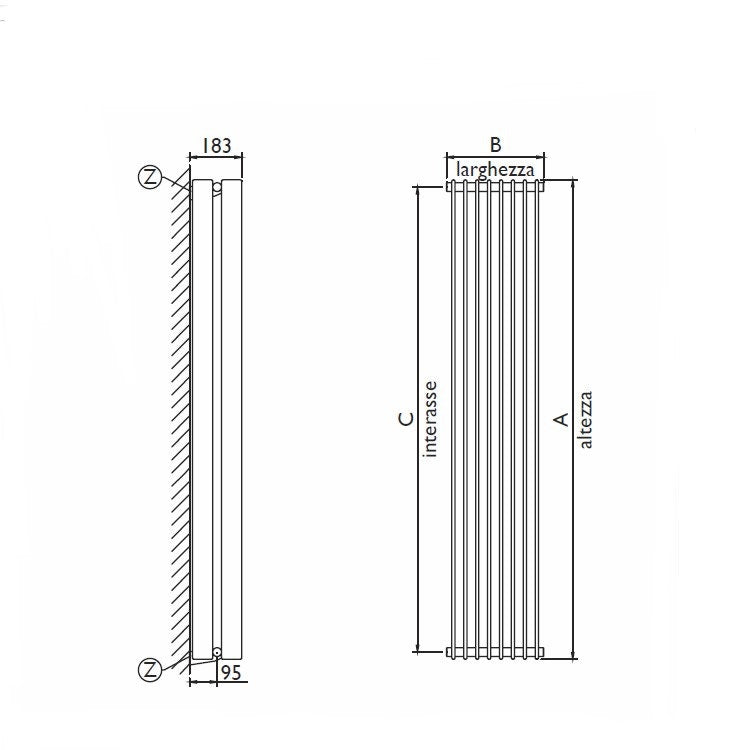 Deltacalor Design-Heizkörper SPACE doppellagig, H 200 × B 41,6 cm SP2200010S9007C