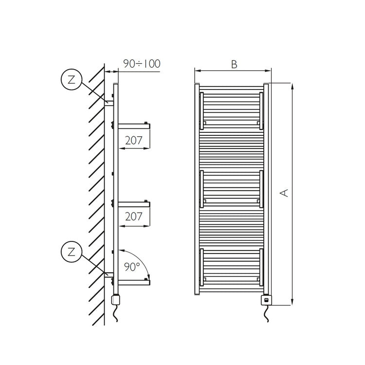 Deltacalor Elektro-Badheizkörper mit Wäschetrockner-Funktion STENDY SHORT ELECTRIC PLUS, H 145,7 × B 50,3 cm, Weiß SSD3137048TB