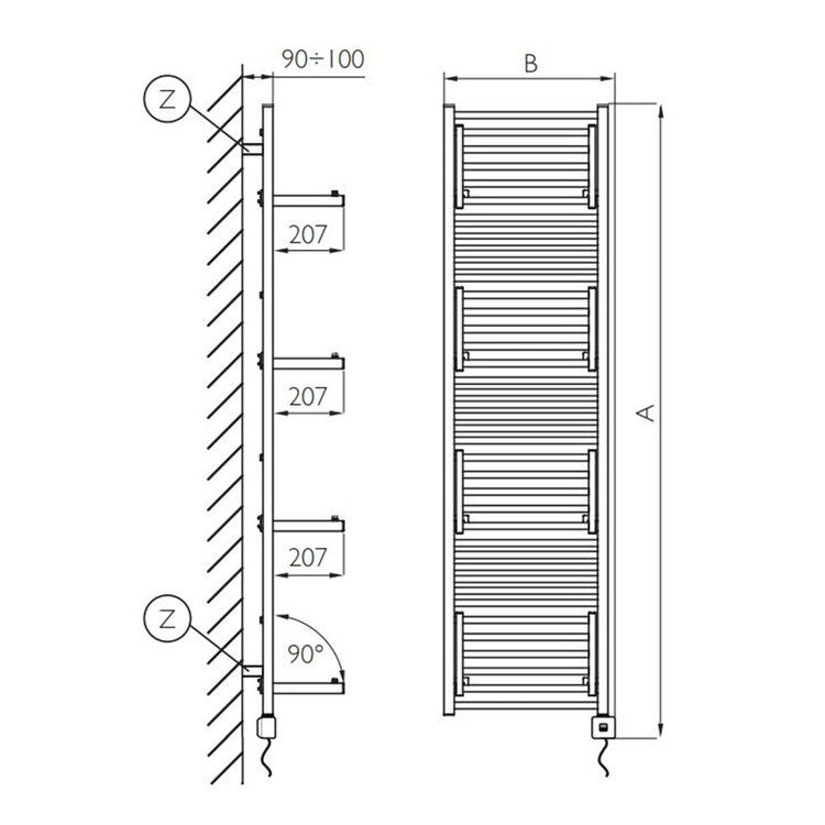 Deltacalor Elektro-Badheizkörper mit Wäschetrockner-Funktion STENDY SHORT ELECTRIC PLUS, H 186,2 × B 50,3 cm, Chrom SSD3177048TC