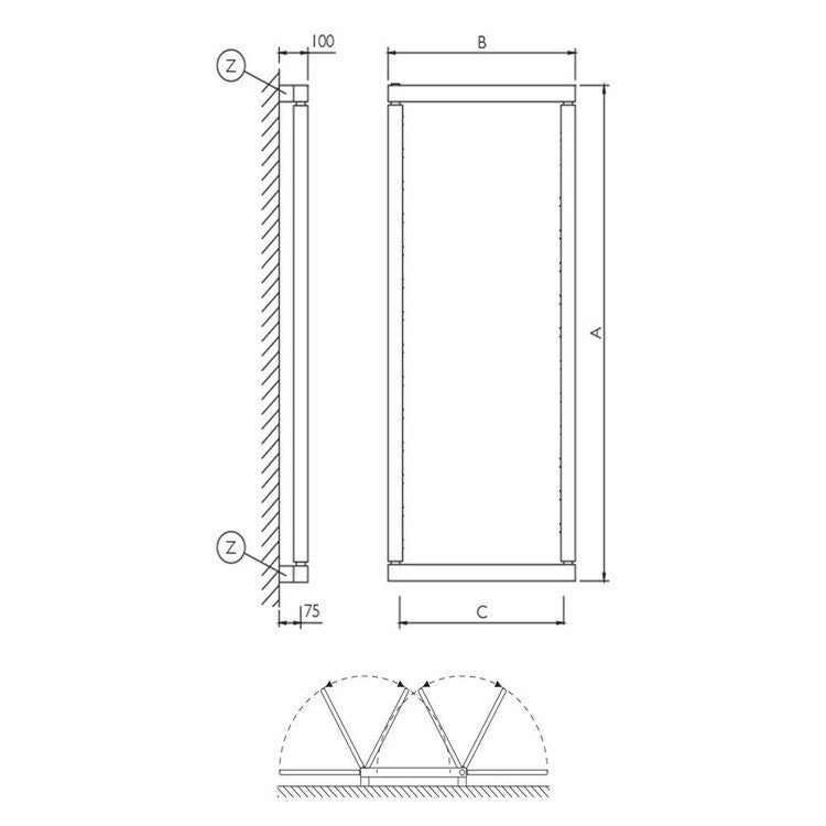 Deltacalor Sammler H. 152 cm, verchromt TAOSYSTEM TS150065C