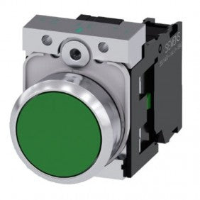 Siemens 3SU11500AB401BA0 Befehlsgerät grüner flacher Knopf 22 mm 1 Schließer