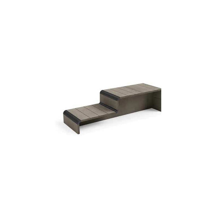 Novellini Doppelter seitlicher Schritt aus Birken-Multiplex mit Schutzlackierung und Anschlüssen aus schwarzem Aluminium, matte Oberfläche, Quarzholz-Finish DIVINA SCADOSC4-P4