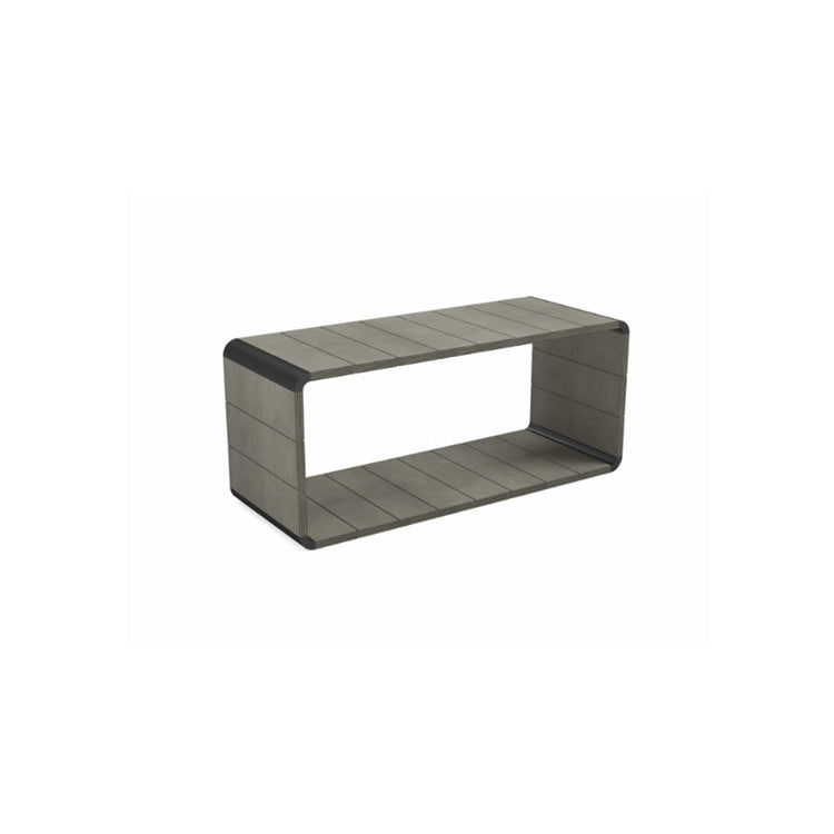 Novellini Outdoor-Beistelltisch aus Birken-Multiplex mit Schutzlackierung und Aluminiumverbindungen in schwarzer Farbe, matte Oberfläche, Oxidholz-Finish DIVINA TAVDOS01-P3