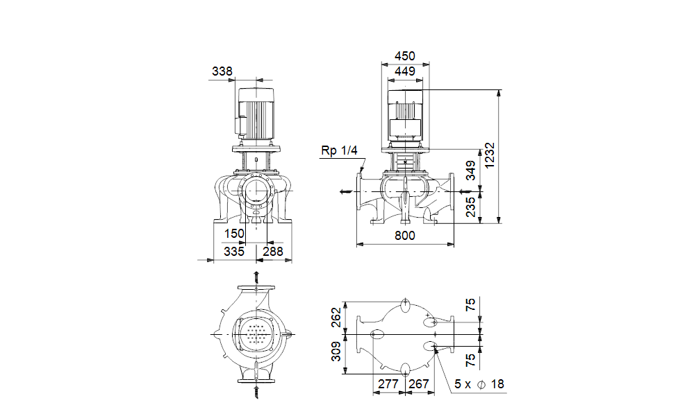 GRUNDFOS Einstufige Inlinepumpe TP 150-390/4 A-F-A-GQQE Art. 96306173