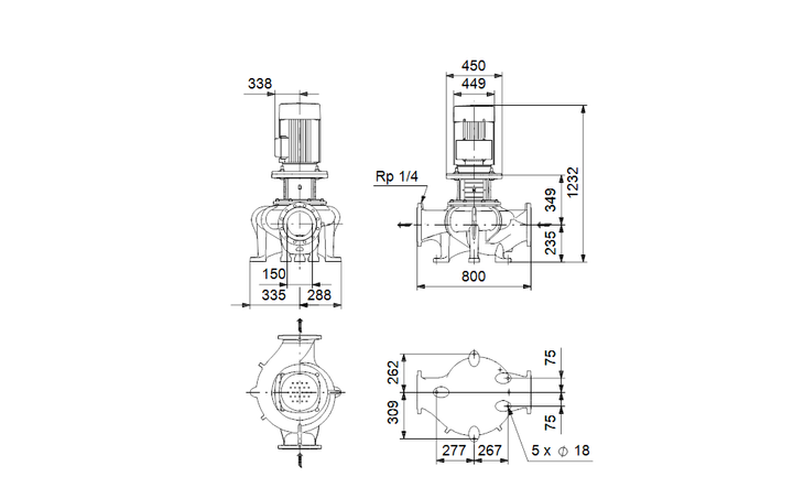 GRUNDFOS Einstufige Inlinepumpe TP 150-390/4 A-F-A-GQQE Art. 96306173