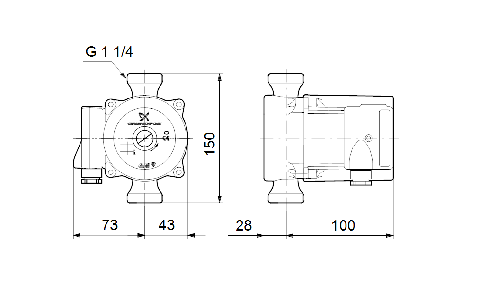 GRUNDFOS Nassläufer-Umwälzpumpe UP 20-15 N 150 Art. 59641800