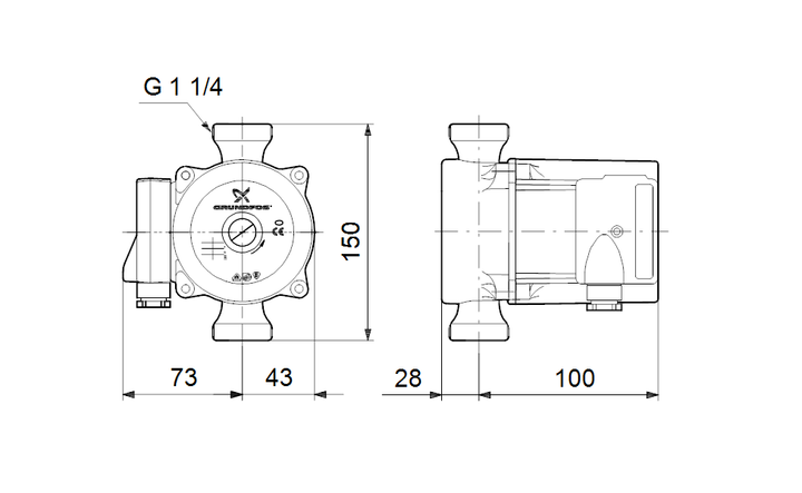 GRUNDFOS Nassläufer-Umwälzpumpe UP 20-15 N 150 Art. 59641800
