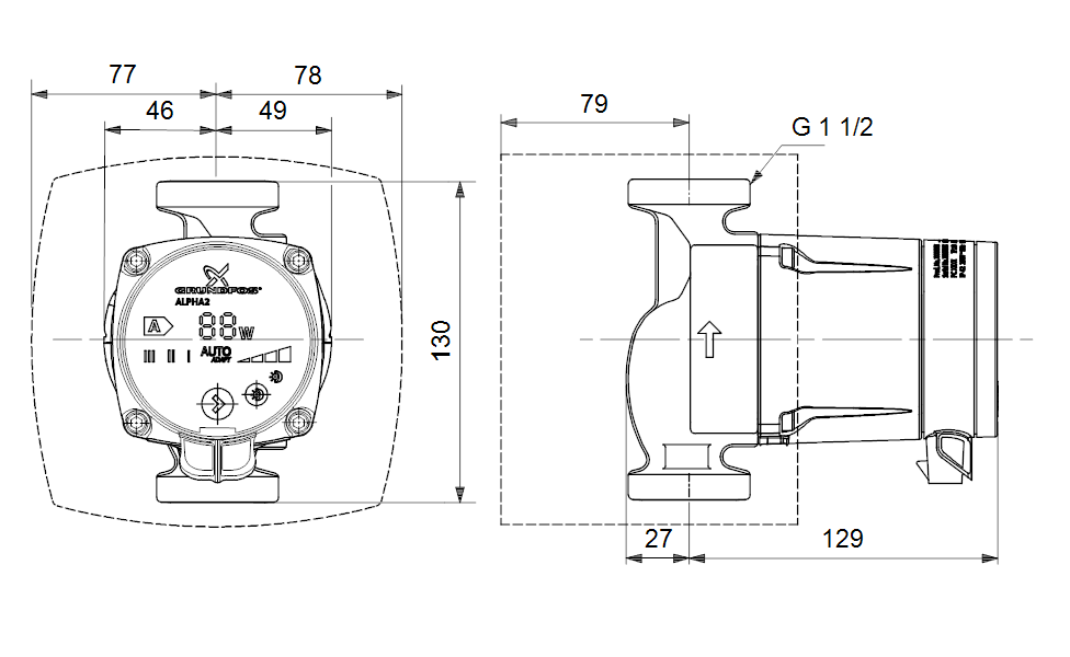 GRUNDFOS Nassläufer-Umwälzpumpe ALPHA2 25-60 130 Art. 95047521