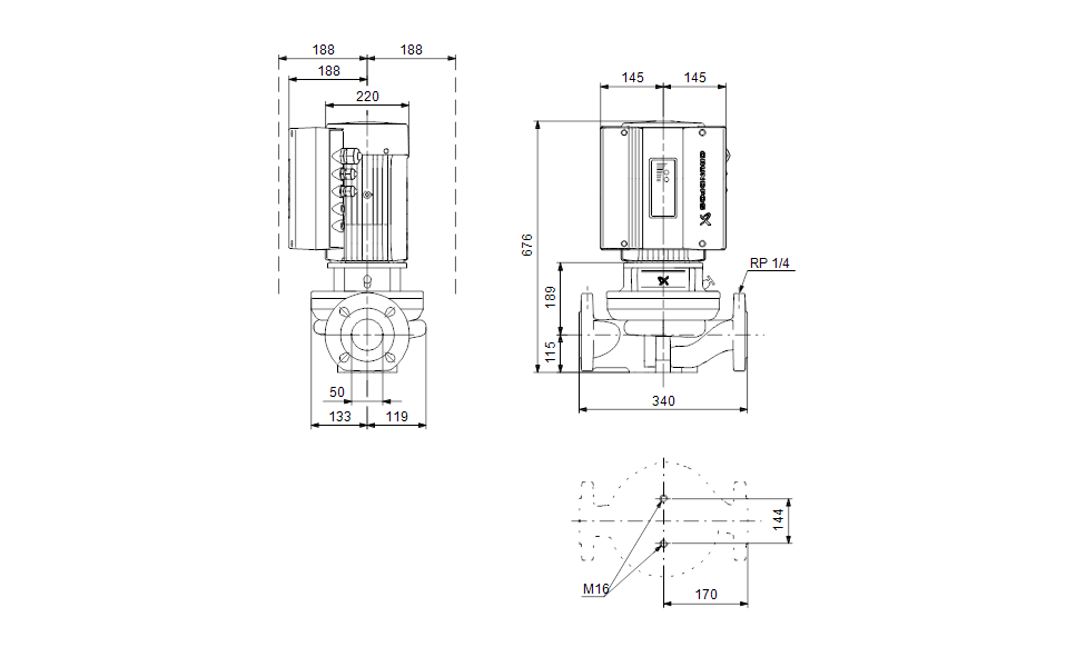 GRUNDFOS Einstufige Inlinepumpe TPE 50-360/2-S A-F-A-GQQE Art. 96275531