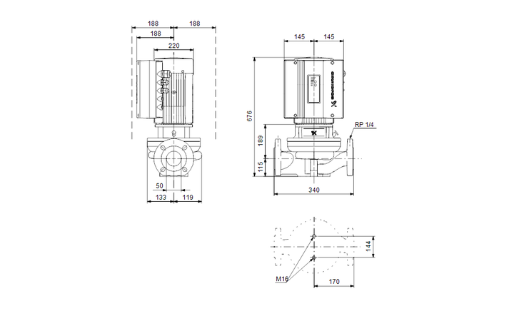 GRUNDFOS Einstufige Inlinepumpe TPE 50-360/2-S A-F-A-GQQE Art. 96275531