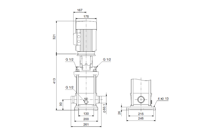 GRUNDFOS Vertikale Mehrstufige Kreiselpumpe CRNE 20-2 Art. 96513002
