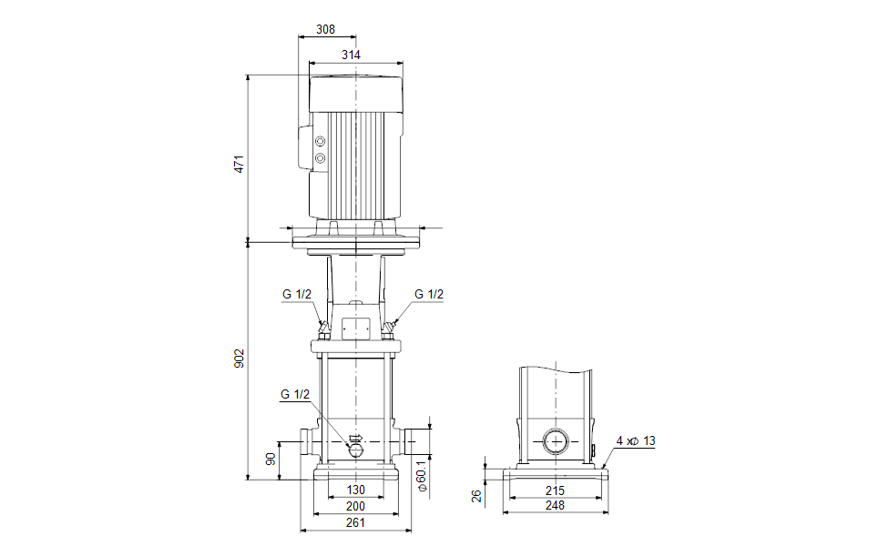 GRUNDFOS Vertikale Mehrstufige Kreiselpumpe CRNE 20-10 Art. 96513006