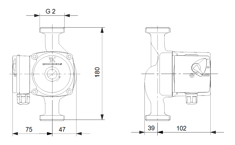 GRUNDFOS Nassläufer-Umwälzpumpe UPS 32-40 180 Art. 96281390