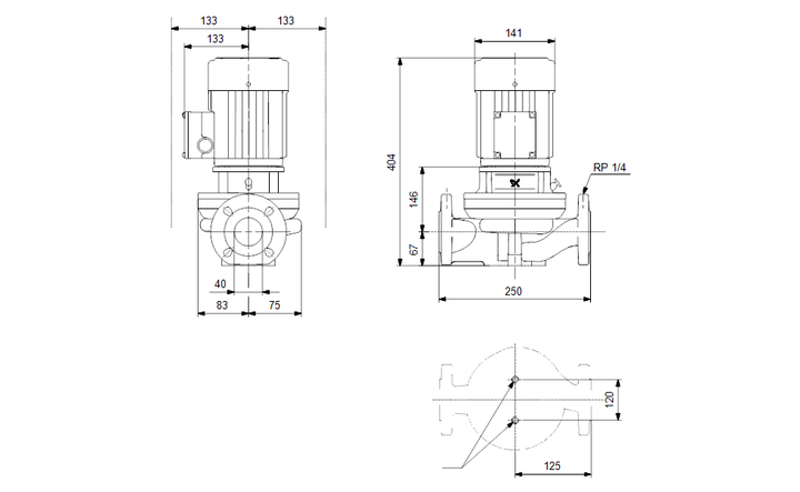 GRUNDFOS Einstufige Inlinepumpe TP 40-30/4 A-F-A-BUBE Art. 96401879