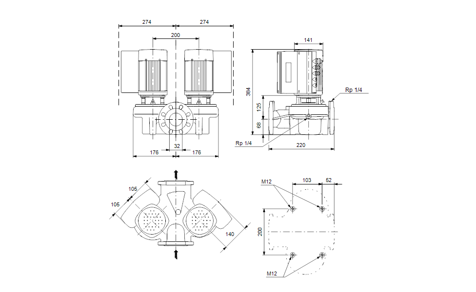 GRUNDFOS Einstufige Inlinepumpe TPED 32-60/2 A-F-A-RUUE Art. 96540712