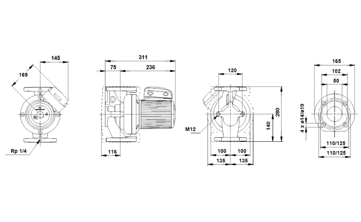 GRUNDFOS Nassläufer-Umwälzpumpe UPS 50-120 F B 280 Art. 96402108