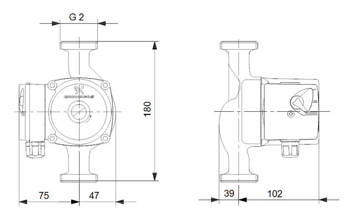 GRUNDFOS Nassläufer-Umwälzpumpe UPS 32-50 180 Art. 96281435