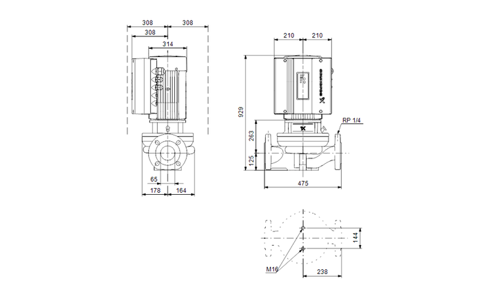 GRUNDFOS Einstufige Inlinepumpe TPE 65-720/2-S A-F-A-GQQE Art. 96397056