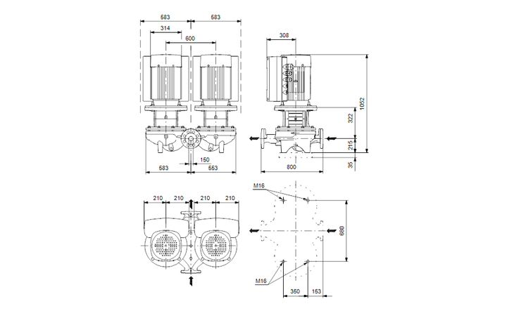 GRUNDFOS Einstufige Inlinepumpe TPED 150-160/4 A-F-A-GQQE Art. 96110656