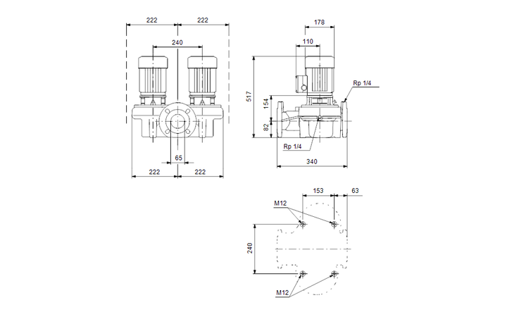 GRUNDFOS Einstufige Inlinepumpe TPD 65-180/2 A-F-A-RUUE Art. 96438997