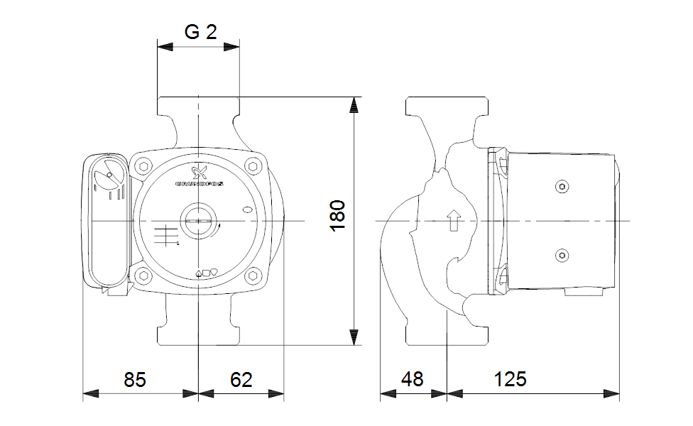 GRUNDFOS Nassläufer-Umwälzpumpe UPS 32-25 180 Art. 95906401