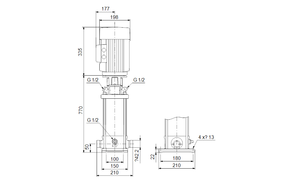 GRUNDFOS Vertikale Mehrstufige Kreiselpumpe CRNE 5-20 Art. 96518486