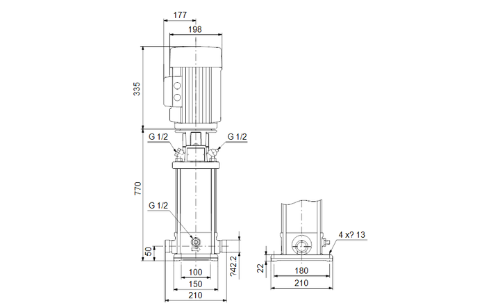 GRUNDFOS Vertikale Mehrstufige Kreiselpumpe CRNE 5-20 Art. 96518486