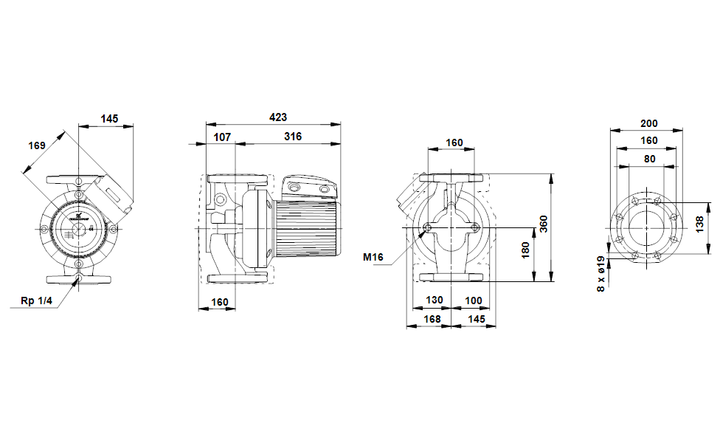 GRUNDFOS Nassläufer-Umwälzpumpe UPS 80-30 F B 360 Art. 96402356