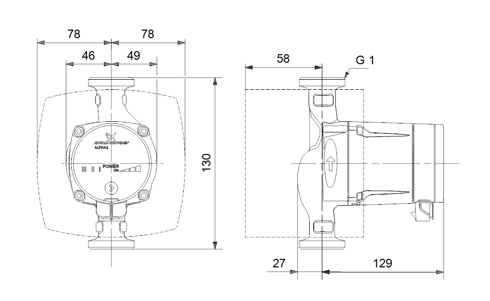 GRUNDFOS Nassläufer-Umwälzpumpe ALPHA2 L 15-40 130 Art. 97533051