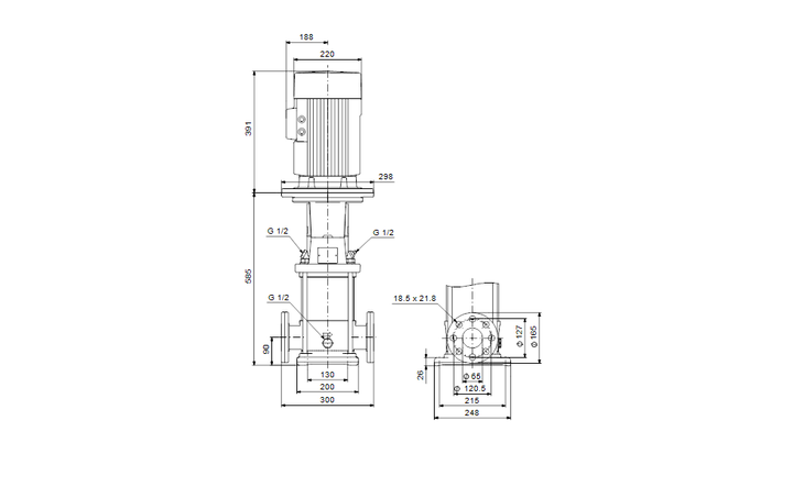GRUNDFOS Vertikale Mehrstufige Kreiselpumpe CRNE 20-5 Art. 96512980