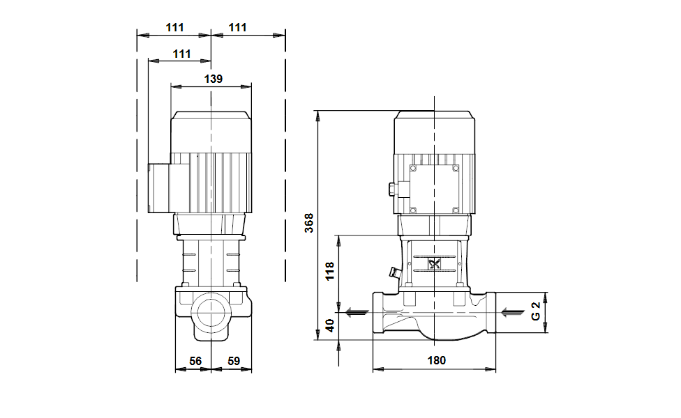 GRUNDFOS Einstufige Inlinepumpe TP 32-90/2 A-O-A-BUBE Art. 96408462