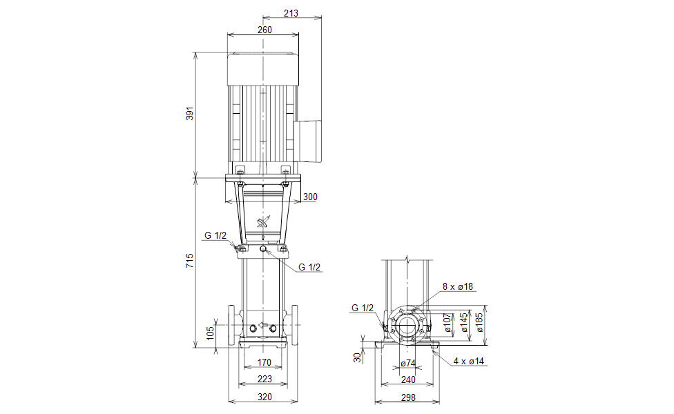 GRUNDFOS Vertikale Mehrstufige Kreiselpumpe CRE 32-4 Art. 96122653