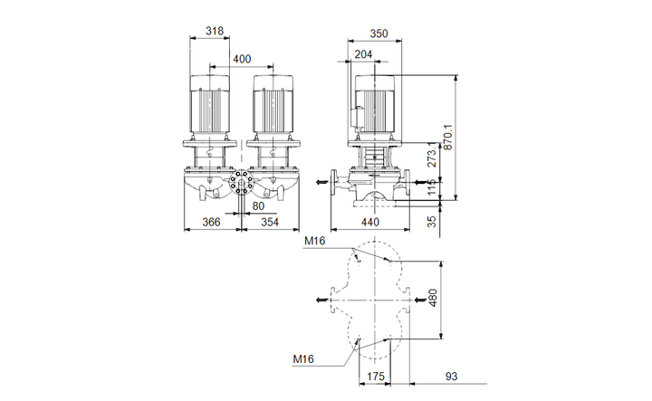 GRUNDFOS Einstufige Inlinepumpe TPD 80-330/2 A-F-A-BAQE-NW1 Art. 96108772