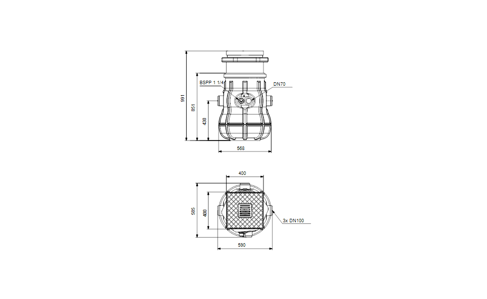 GRUNDFOS Abwassersammelbehälter LIFTAWAY B120-2 (120 Liter) Art. 92614070 