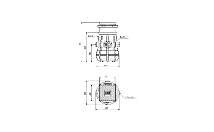 GRUNDFOS Abwassersammelbehälter LIFTAWAY B120-2 (120 Liter) Art. 92614070 