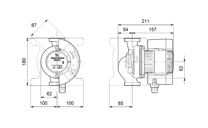 GRUNDFOS Nassläufer-Umwälzpumpe MAGNA 25-100 Art. 96748481