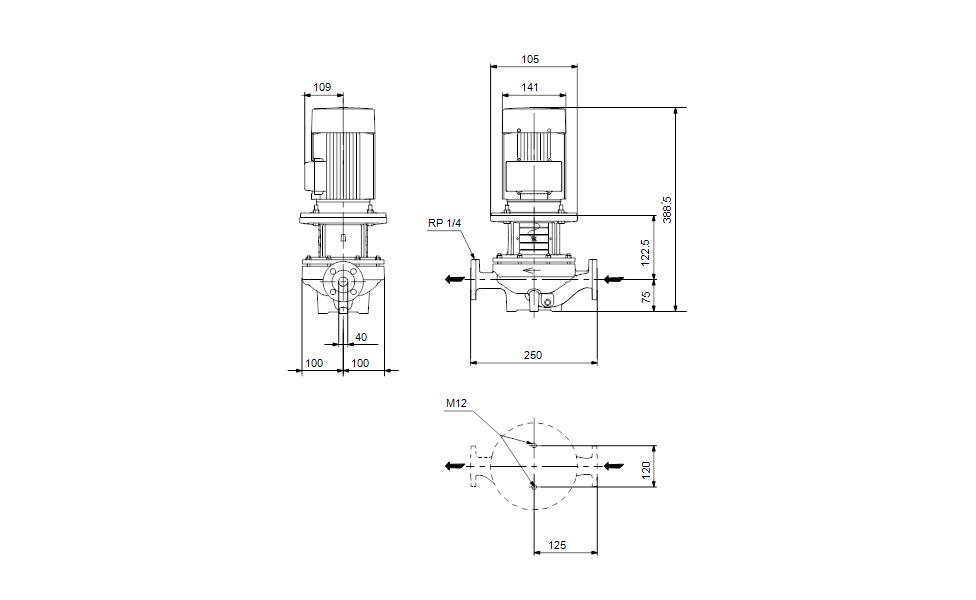 GRUNDFOS Einstufige Inlinepumpe TP 40-60/4 A-F-A-BQQE-CW3 Art. 98119685