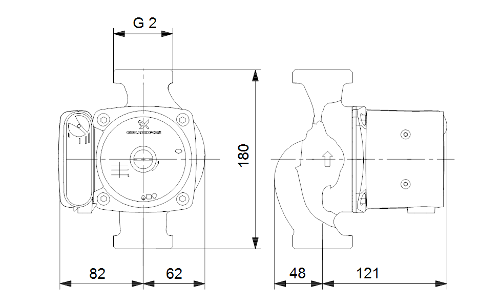 GRUNDFOS Nassläufer-Umwälzpumpe UPS 32-55 180 Art. 95906409