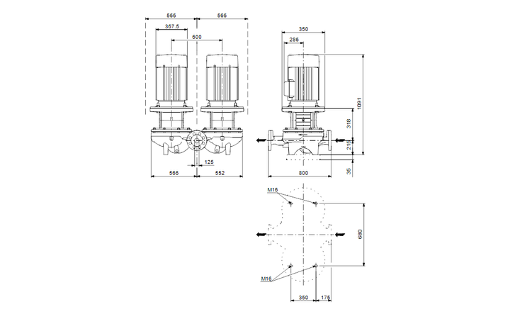 GRUNDFOS Einstufige Inlinepumpe TPD 125-320/4 A-F-A-GQQE Art. 96109592
