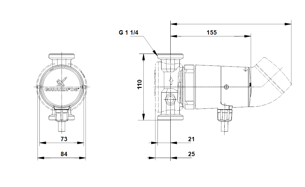 GRUNDFOS Umwälzpumpe UP 20-14 BXT 110 Art. 96433889