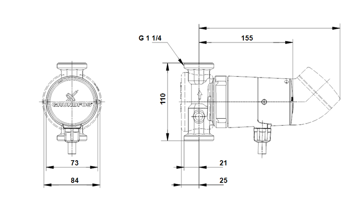 GRUNDFOS Umwälzpumpe UP 20-14 BXT 110 Art. 96433889